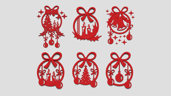 06 christmas garlands panel collection - door decoration 3d print model - Mito3D