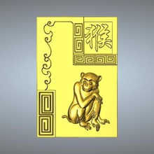 09-textured chinese zodiac monkey jewelry pendant 3d print model - Mito3D