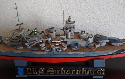 1 400th escala dkm Scharnhorst wwii ww2 mundo guerra 2 marinha navio 3d print model - Mito3D