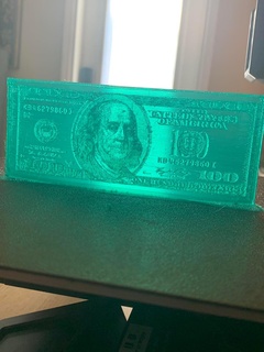 100 dollaro conto litofania freddo Magia trucco sorprendente denaro contante illusione coolest 3d print model - Mito3D