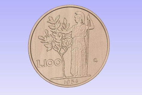 100 lire minerva coin 3d print model - Mito3D