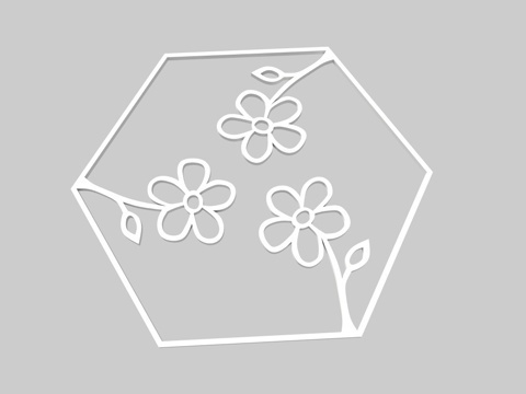 100hex-outline-flowers-remix art flower hexagon mosaic 2d lithophanes 3D print model - Mito3D