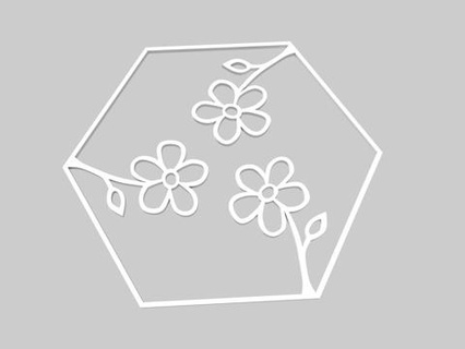 100hex-outline-flowers-remix art flower hexagon mosaic 2d lithophanes 3d print model - Mito3D