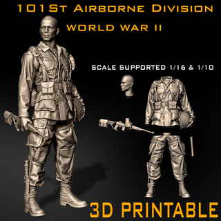 101st ar divisão arte soldado figura diorama us ww2 3d impressão Guerreiro americano exército personagem guerra rifle normandia batalha 1 16 10 3d print model - Mito3D