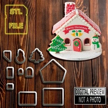 10 3d Casa biscotto taglierina Natale tema casa natale frese biscoito biscoitos bolacha cortadores pasta americana macchina 3d print model - Mito3D