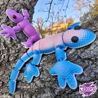 10 articulated cute salamanders body3d fidgettoy toy fanart fan art animal salamander print place print-in-place flexi flexible cool supportless 3d print model - Mito3D