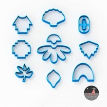10 clay fondant cookie cutters - forms shapes master roll cutter ceramic potter art tool tools pattern seal stamp cold porcelain cake halloween sharp pastry shop ghost cookies 3d print model - Mito3D