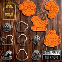 10 cookie cutters - 4 models christmas theme noel boot claus house casa gift presente natal navide os cupcake pirulito lollipops pasta americana biscuit sugar paste candys cakes 3d print model - Mito3D