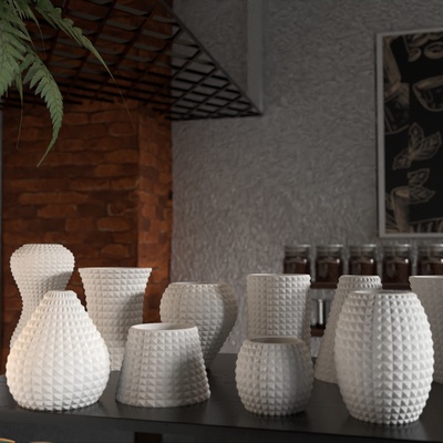 10 diamant vase pack zuhause haus pflanzer modern minimal pflanze blume einfach dekor wohnkultur 3dprint 3dmodeling innere design garten 3d print model - Mito3D