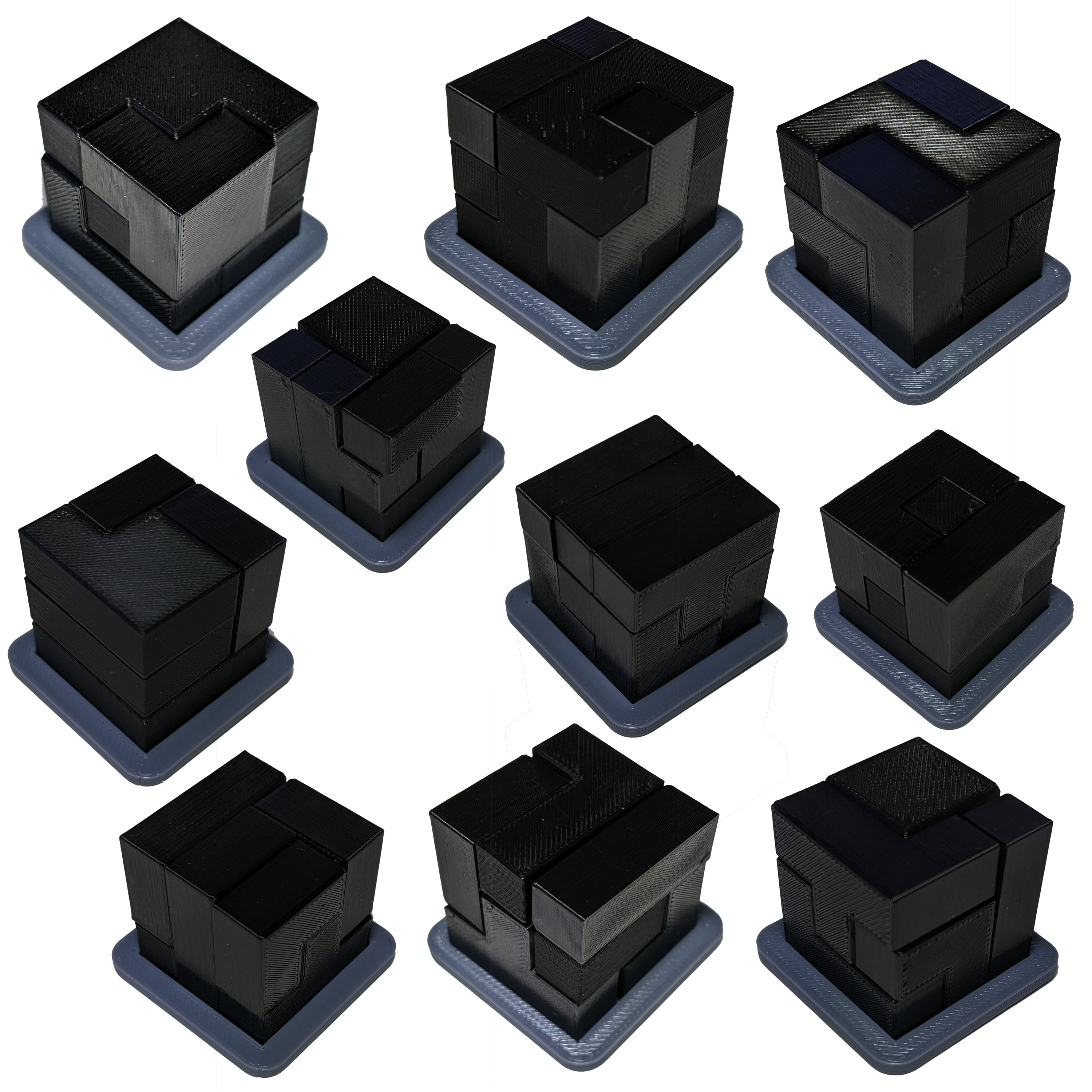 10 Puzzle Würfel 3x3 Soma schwer extrem Gehirn Teaser knifflig Kombination 3D print model - Mito3D