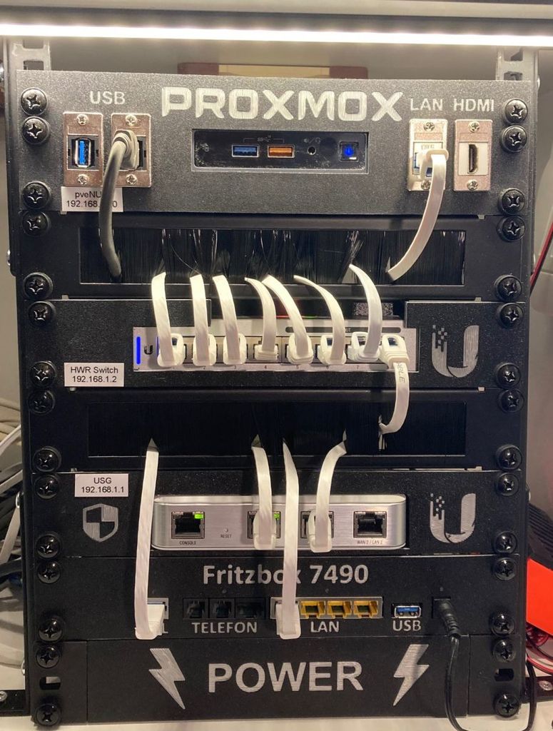 10 unifi red estante proyecto 10inch fritzbox 7490 intel nuez proxmox ubiquiti cambiar interruptor usg 3D print model - Mito3D