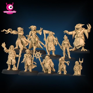 10 wizard races gnome dwarf necromancer tiefling elf human rpg wizards heroquest pathfinder dnd boardgame 32mm 5e sorcerer female dragonborn tabletop mages miniature dragons dungeons 3d print model - Mito3D