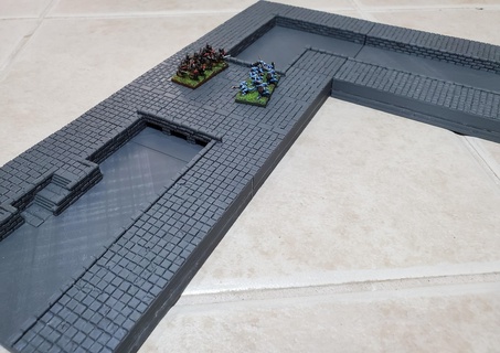 10mm fantasy city tiles - pack 2 canals bridge 12mm 15mm historical wargaming tile modular magnet magnetic cobblestone cobbles road roads canal river 3d print model - Mito3D