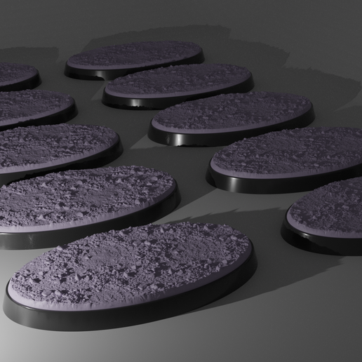 10x 60x35 bases stoney ground oval game warhammer base 60mm 35mm kill team killteam 40000 40k classic terrain diorama 3D print model - Mito3D