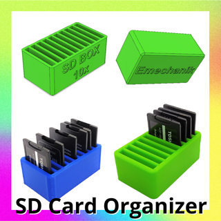 10x sd tarjeta caja escritorio organizador fotografía memoria tarjetas caso funda pc computadora cámara expediente 3d impresión stl modelo póker chip digital videografia impresora 3d print model - Mito3D