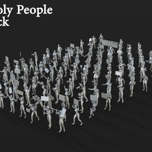 113 lowpoly people crowd pack set-11 pose character human body woman man girl female male poly low figure other protest objection defiance protestation exception remonstrance 3d print model - Mito3D