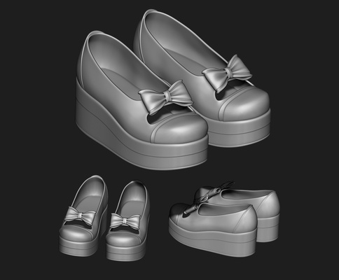 11 conjunto moda colgante pendiente mujeres zapatos half boots 3d modelo colección personaje ropa zapato vestir accesorios arte arco 3d print model - Mito3D