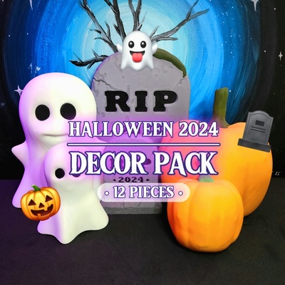 12 piece halloween decorazione super bundle stagione vacanza celebrare decorare decorativo fantasmi lapidi zucche spaventoso impostato parete montare sospeso festoso arte tavolo 3d print model - Mito3D