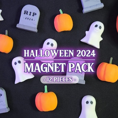 12 piece gruslig dekorativ magnet einstellen halloween 2024 saisonal urlaub oktober geister kürbisse grab grabsteine whiteboard kühlschrank 3d print model - Mito3D