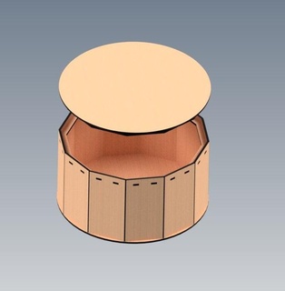 12-sided circular box lid mdf laser cutting diode co2 3d print model - Mito3D