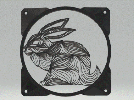 120mm fan guard shape rabbit mandala animals custom pc grid 3d print model - Mito3D
