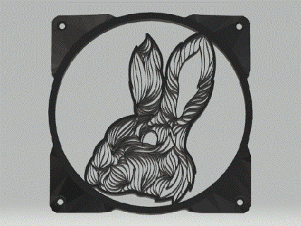 120mm fan shroud shape rabbit's head mandala rabbit animals custom pc guard grid 3d print model - Mito3D