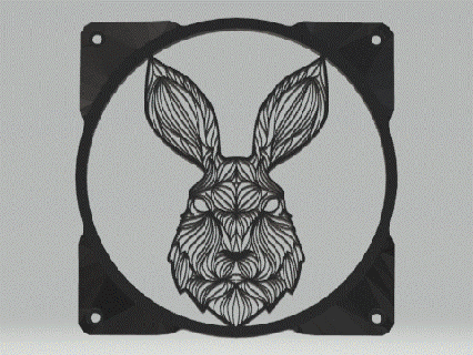 120mm mandala tavşan baş şekilli hayran kefen hayvanlar özel pc koruma Kafes 3d print model - Mito3D