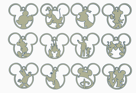 12 Disney Noel süsler top doğum dekora Bolas Mickey Minnie 3d print model - Mito3D