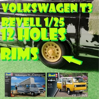 12 holes rims vw t3 revell 1 25 volkswagen modelkit transkit type 2 transporter carat oem wheels 3d print model - Mito3D