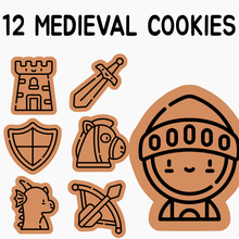 12 medieval cookies cookie cookiecutter cutter knight princess prince king queen dragon 3d print model - Mito3D