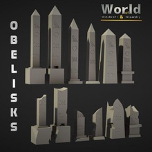 12 obeliscos conjunto decoración Egipto Roma escala terreno magia miniatura 32mm antiguo belisk faraón 3d print model - Mito3D