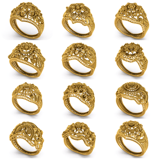 12 Ringe Qualität Schmuck Ring Licht Gewicht 3d drucken Modell 3dprinted Design Mode Gold golden Juwel druckbar Drucken Prototyp entwickeln Silber 3d print model - Mito3D