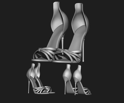 12 conjunto moda colgante pendiente mujeres zapatos half boots personaje ropa zapato vestir modelo accesorios arte arco 3d print model - Mito3D