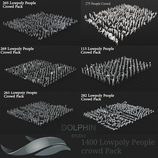 1400 lowpoly people crowd body character female pose figure woman girl 3d print model - Mito3D