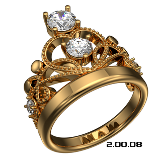 15 crown ring corana lady gold silver fifteen gems stones jewelry 3d print model - Mito3D