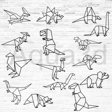 15 Dinosaurier origami-Wand-Dekoration home geometrische Dekoration Wandbild Wand 2d origami 3d print model - Mito3D