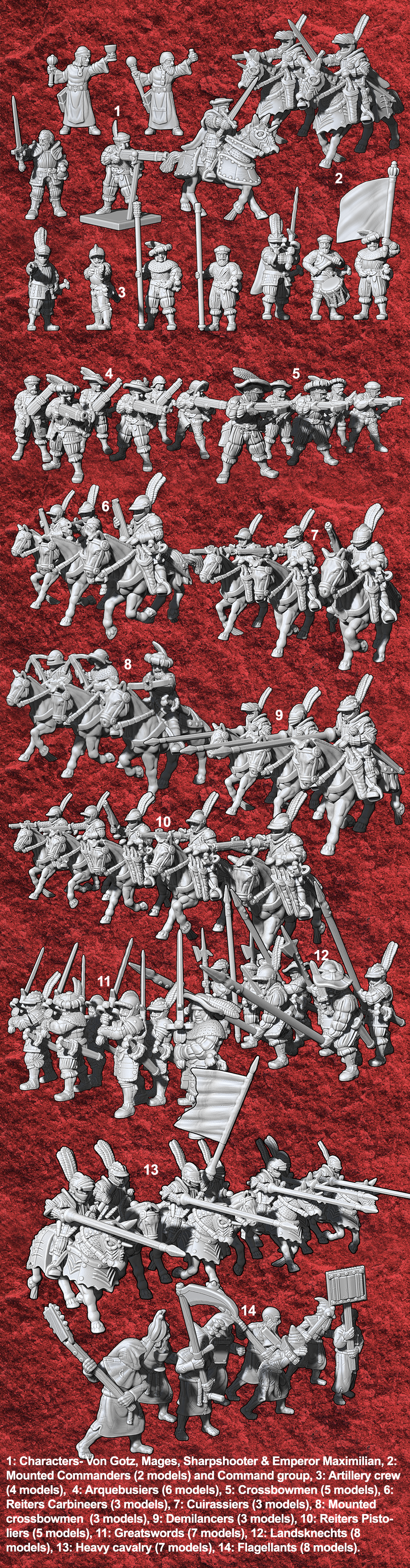 15mm imparatorluk insanlar Ordu paket Savaş ustası kutsal Roma 3D print model - Mito3D