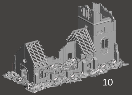 15mm ww1 ww2 köy kilise kalıntılar oyun 1 100 binalar alevler of savaş fow arazi oyunu wwi i̇kinci dünya savaşı oyunlar 3d print model - Mito3D