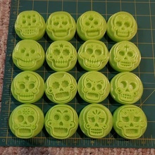 16 candy skulls clay play-doh stamps tool skull mexico mexican print head silhouette themed collection bones bone human creepy halloween scary playdoh 3d print model - Mito3D