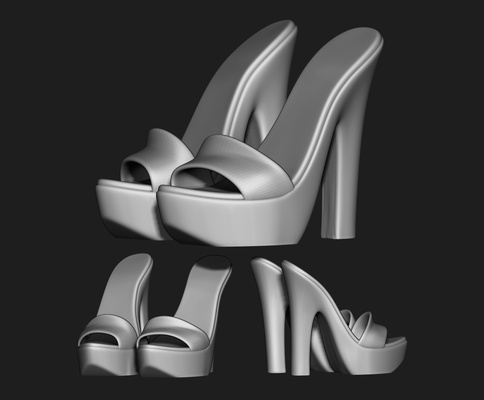 16 conjunto elegante pingente mulheres sapatos half boots moda personagem roupas sapato vestem roupa modelo acessórios arte arco 3d print model - Mito3D