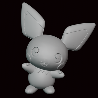 172 Pichu Pokemon figura statua video gioco videogiochi miniatura scultura fan art figurina oro argento gestione 3d print model - Mito3D