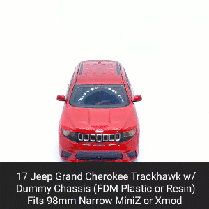 17 cherokee trackhawk cuerpo cáscara tonto chasis xmod miniz juego coche vehiculo ruedas modelo mr03 LED 1 28 resina fdm plastico pintado rc 3d print model - Mito3D