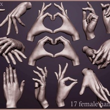 17 female hand poses 3d print model - Mito3D