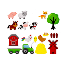 17 items biscuit cutter dough farm theme - cow barn tractor cat ox horse chicken tree sheep pig dog egg fenced fence farmer mill 3d print model - Mito3D