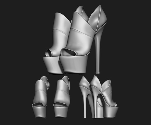 17 impostato moda pendente donna scarpe half boots carattere capi abbigliamento scarpa indossare modello accessori arte arco 3d print model - Mito3D