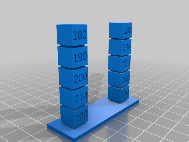 180 220 temperatura amarrar torre personalizado 3d impressão testes impressora calibração estresse teste banco 3D print model - Mito3D