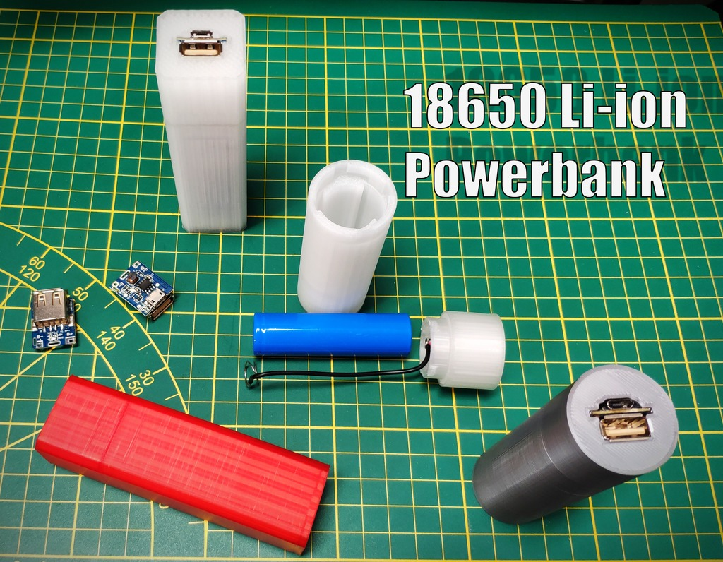 18650 accumulatore energia portatile USB caricabatterie batteria liion elettronica 3D print model - Mito3D
