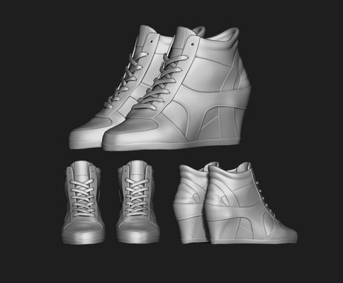 18 conjunto moda colgante pendiente mujeres zapatos half boots personaje ropa zapato vestir modelo accesorios arte arco 3d print model - Mito3D