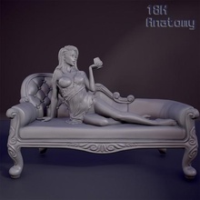 18k anatomia ragazza divano gioco copertina bellissimo corpo femmina sexy nudo figura donna Seno arte miniatura fantasia 3d print model - Mito3D