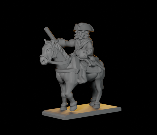 18th século oficiais 10mm jogos guerra histórico Malburian pó preto 3D print model - Mito3D